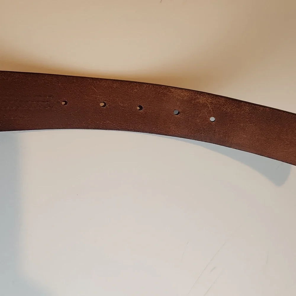 CARHARTT ESPRESSO BROWN LEATHER BELT W/SILVER C LOGO BUCKLE SZ LARGE